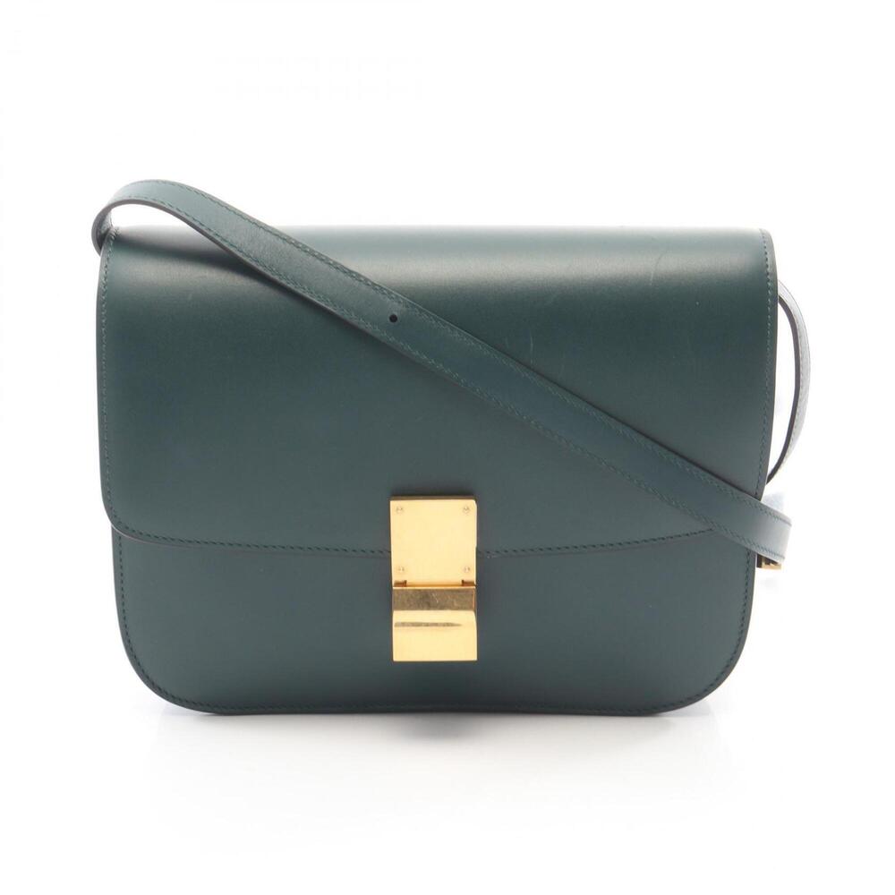 Celine Classic Box Medium Shoulder Bag/Handbag, Leather, Women's, Green